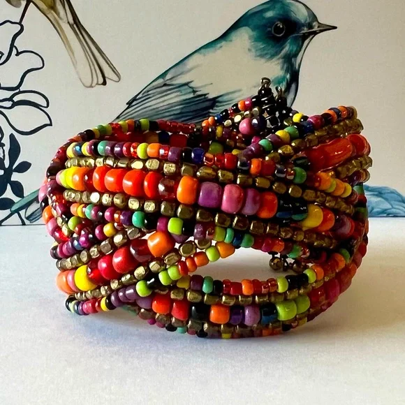 Hand Beaded Cuff Bracelet - Picture 3 of 4